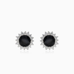 Stříbrné náušnice s kulatým onyxem