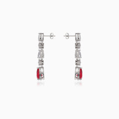 Boucles d'oreilles en argent avec rubis synthétique et accents en zircon cubique