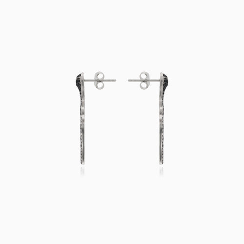 Silberne Schlangen-Ohrringe mit schwarzen Zirkoniasteinen