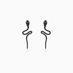 Silberne Schlangen-Ohrringe mit schwarzen Zirkoniasteinen