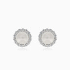 Boucles d'oreilles en argent avec perle et zirconium cubique