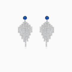 Stříbrné náušnice s kapkou safíru