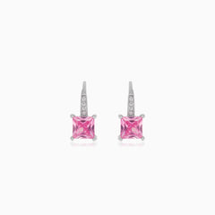Boucles d’oreilles pendantes en argent sterling avec quartz rose