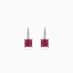Sterling silver drop earrings with synthetic ruby