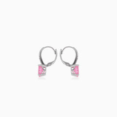Boucles d’oreilles pendantes en argent sterling avec quartz rose rond
