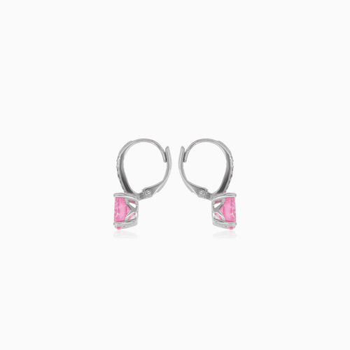 Boucles d’oreilles pendantes en argent sterling avec quartz rose rond