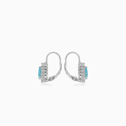 Halo-Tropfen-Schliff-Topas-Ohrringe aus Sterlingsilber