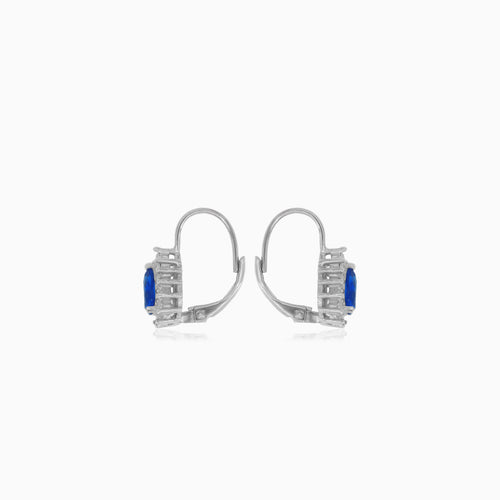 Halo-Tropfen-Schliff-Saphir-Ohrringe aus Sterlingsilber
