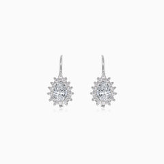 Boucles d'oreilles pendantes en argent sterling avec zircon cubique taille poire et ronde.