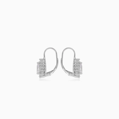 Boucles d'oreilles pendantes en argent sterling avec zircon cubique taille poire et ronde.