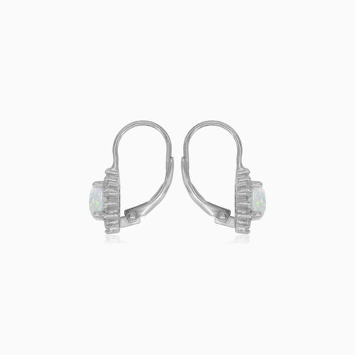 Boucles d’oreilles halo rondes en argent sterling avec opale blanche