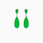 Sterling silver emerald dangling earrings