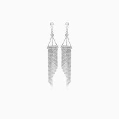 Stylové stříbrné visací náušnice s designem bez kamenů