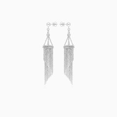 Stylové stříbrné visací náušnice s designem bez kamenů