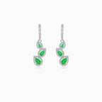 Halo drop earrings with pear emerald