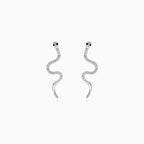 Sterlingsilberohrhänger im Schlangendesign mit Onyx und Zirkonia