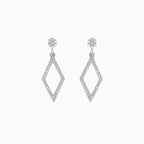 Stříbrné kosočtvercové náušnice se zirkony