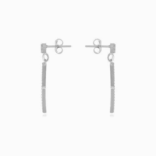 Stříbrné kosočtvercové náušnice se zirkony