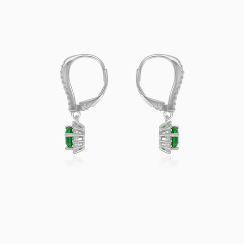 Sterlingsilber Halo Smaragd Ohrringe