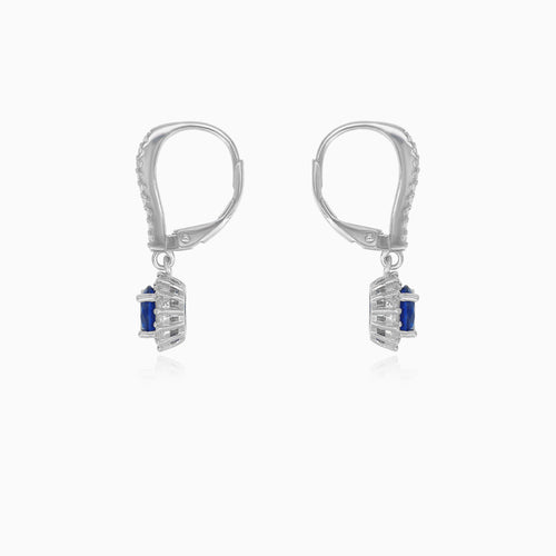 Sterlingsilber-Halo-Ohrringe mit Saphir
