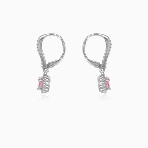 Stříbrné náušnice se svatozáří z růžového křemene