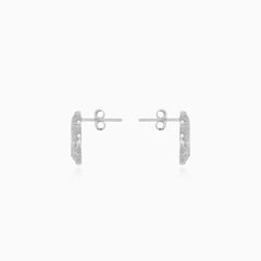 Stříbrné náušnice s perlami ve tvaru čtyřlístku