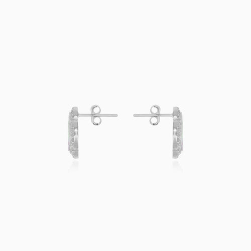 Stříbrné náušnice s perlami ve tvaru čtyřlístku