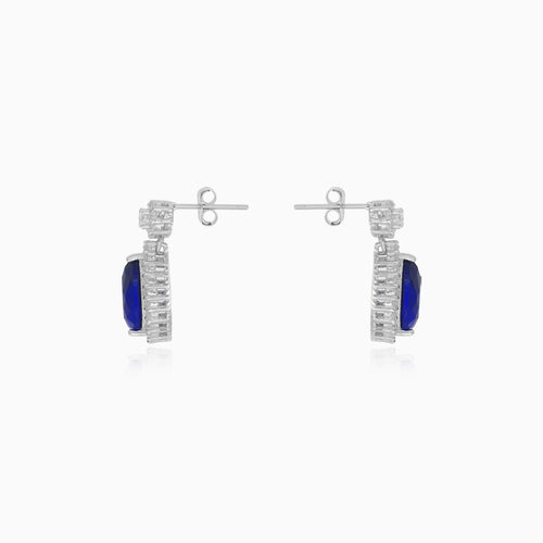 Halo-Ohrhänger aus Sterlingsilber mit Saphir