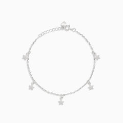 Tobillera de plata con dijes de estrellas