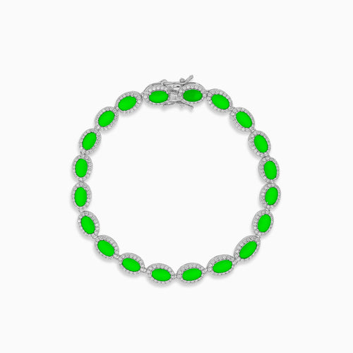 Halo-Silber-Armband mit ovalem Smaragdschliff