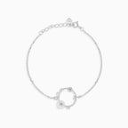 Bracelet chaîne en argent sterling avec perles rondes et en forme de fleur