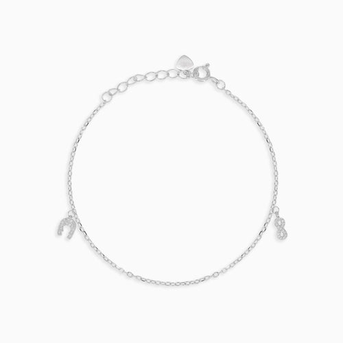 Bracelet chaîne en argent sterling avec pendentifs