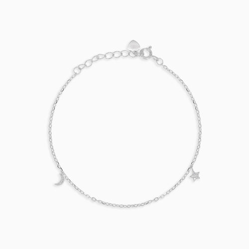 Armband aus Sterlingsilber mit Mond- und Stern-Anhängern