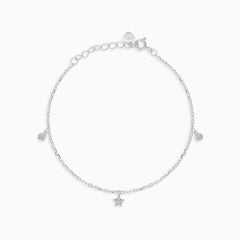 Pulsera de plata con estrella y circonita