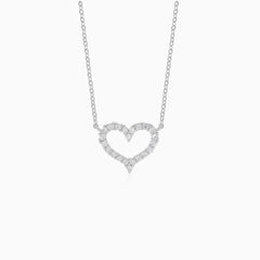 Collier cœur en argent sterling avec zirconia