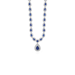 Stříbrný náhrdelník se svatozáří a hruškovým safírem