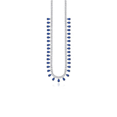 Collier en argent sterling avec saphir taille poire et zirconiums cubiques