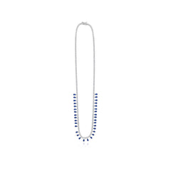 Collier en argent sterling avec saphir taille poire et zirconiums cubiques