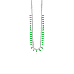 Stříbrný náhrdelník s hruškovým smaragdem a kubickými zirkony