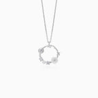 Sterling silver necklace with round and flower pearl