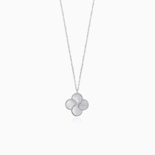 Sterling Silber Kleeblatt-Halskette mit Perle