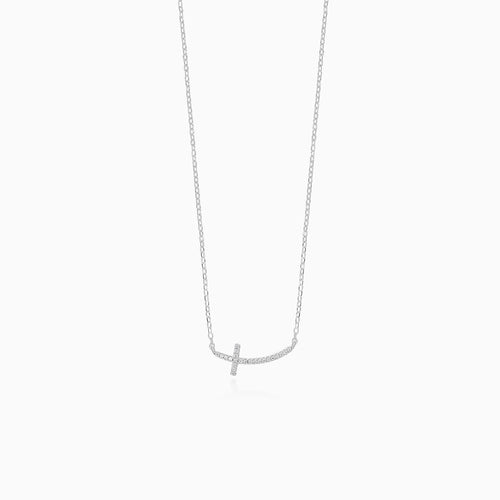 Sterling-Silber-Halskette mit gebogenem Kreuz