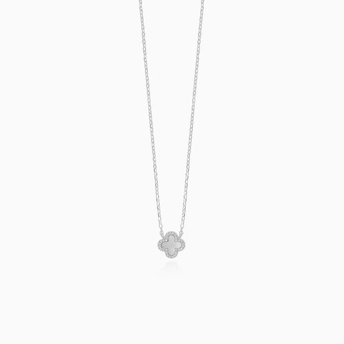 Sterling Silber Kleeblatt-Halskette mit Perle