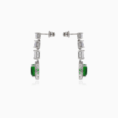 Ohrringe mit synthetischem Smaragd und rechteckigen Zirkonia
