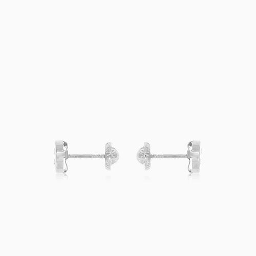 Náušnice s kulatým rámečkem s kubickými zirkony z 18kt bílého zlata