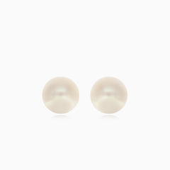 White gold with white pearl stud earrings