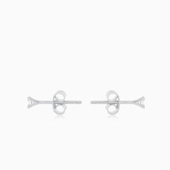 Boucles d’oreilles puces en or blanc avec zirconium cubique rond