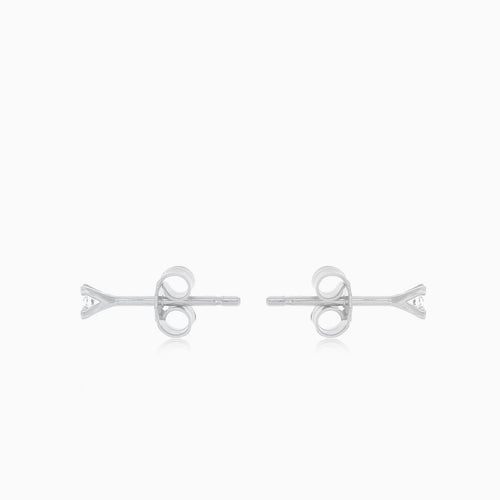Boucles d’oreilles puces en or blanc avec zirconium cubique rond