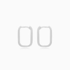 Rechteckige Hoop-Ohrringe aus Weißgold mit Huggie-Verschluss