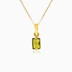Pendente de oro amarillo con elegante piedra de moldavita